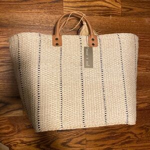 Chic Cream and Tan Woven Tote Bag